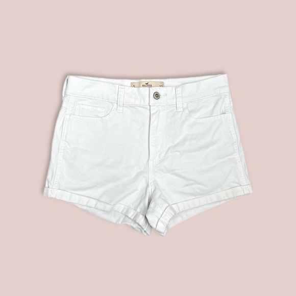 Hollister High Rise White Jean Shorts - SIZE 5 - W27 - Picture 1 of 8
